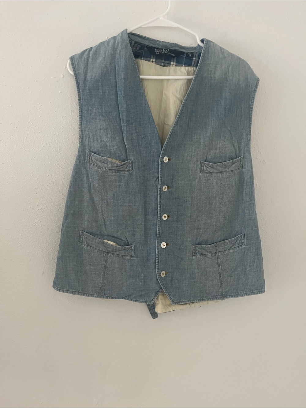 Vintage Polo by Ralph Lauren Light Blue Denim Vest - Women's Button Closure